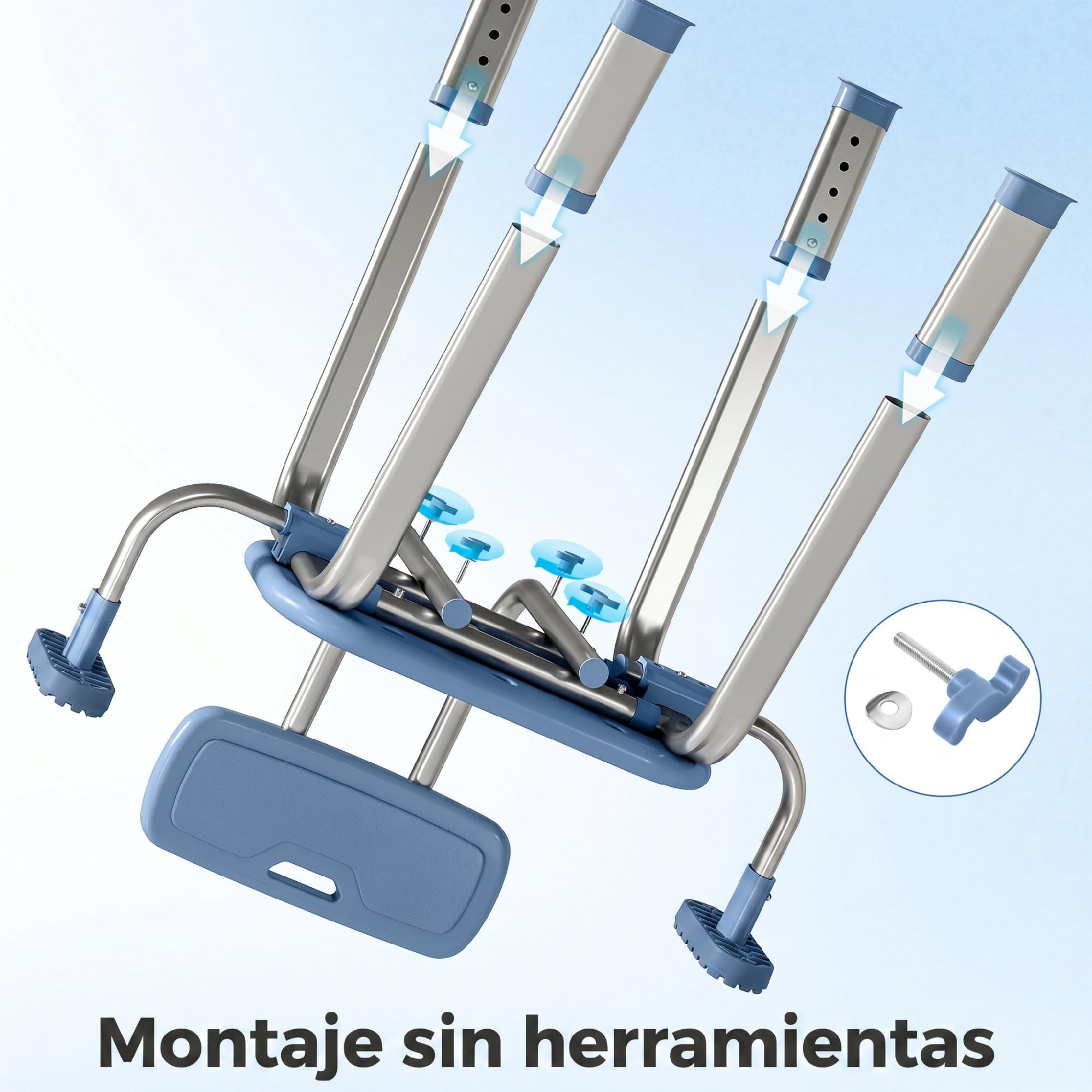 HOMCOM Silla Ducha Personas Mayores con Reposabrazos Ajustable 150 kg | Taburete de Baño Antideslizante con Respaldo, Altura Ajustable, Ancianos, Discapacitados, Minusválidos
