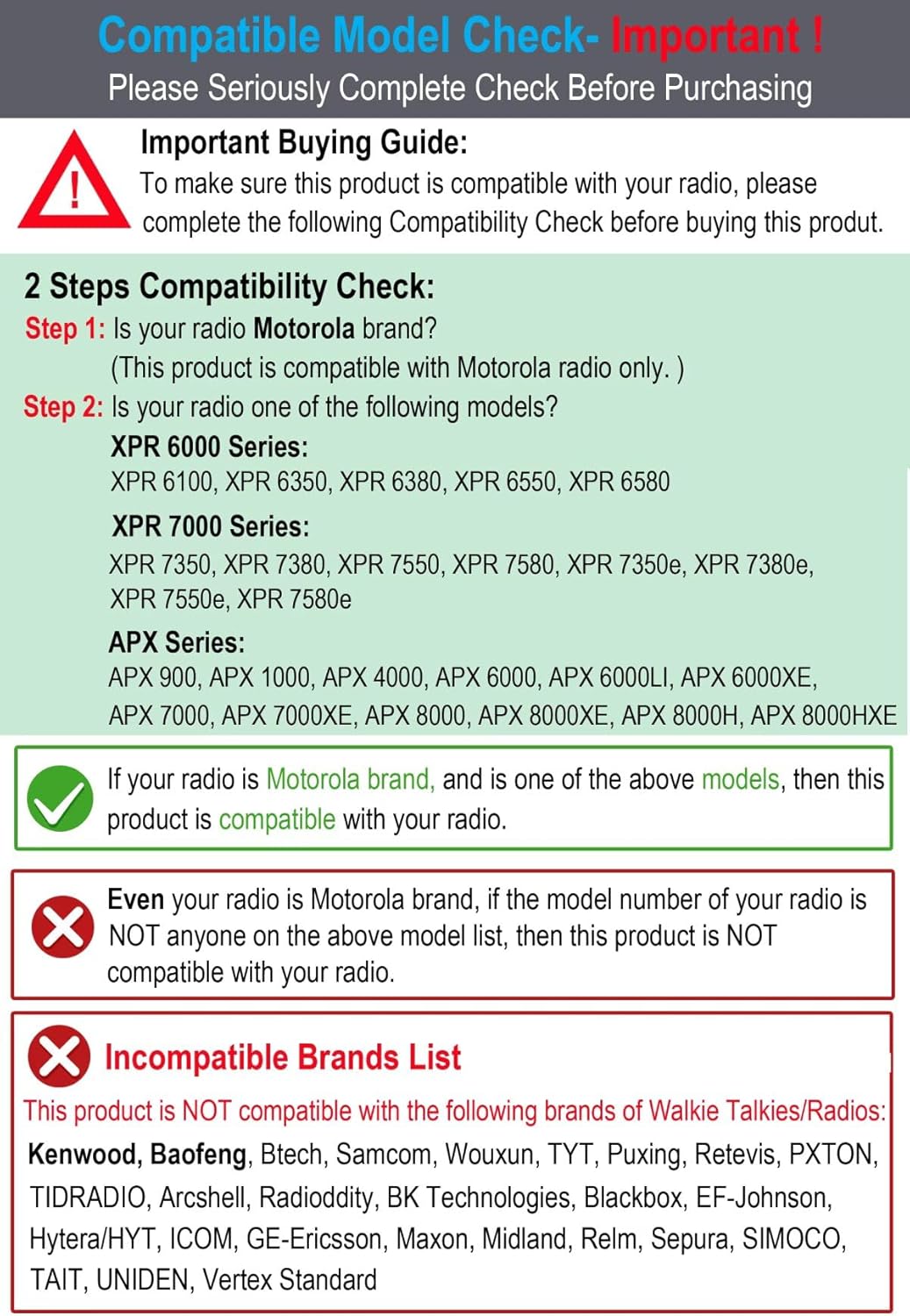 commountain Speaker Mic Compatible for Motorola Radios APX-6000 XPR-7550e APX-8000 (7000 4000) XPR-7350e (7580e 7380e 7550 7350) APX6000 APX7000 APX8000 XPR7550 XPR7550e, Shoulder Microphone-5 Pack