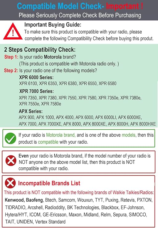 commountain Speaker Mic Compatible with Motorola Radios APX-6000 XPR-7550e