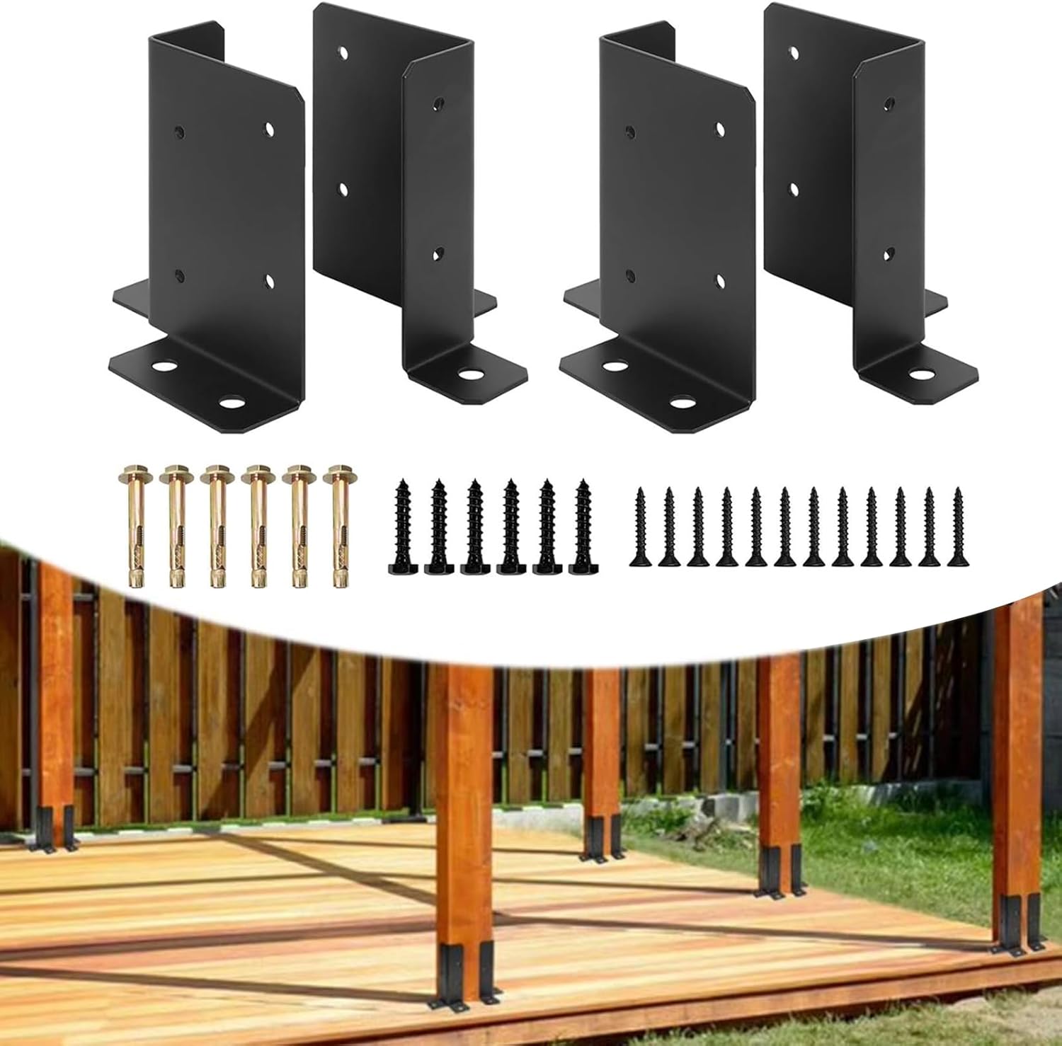 Post Bracket - Adjustable Post Base Bracket,4 Piece Cover Mount Support for Concrete Gazebo Porch Railing Patio Decking Pergola Fencing