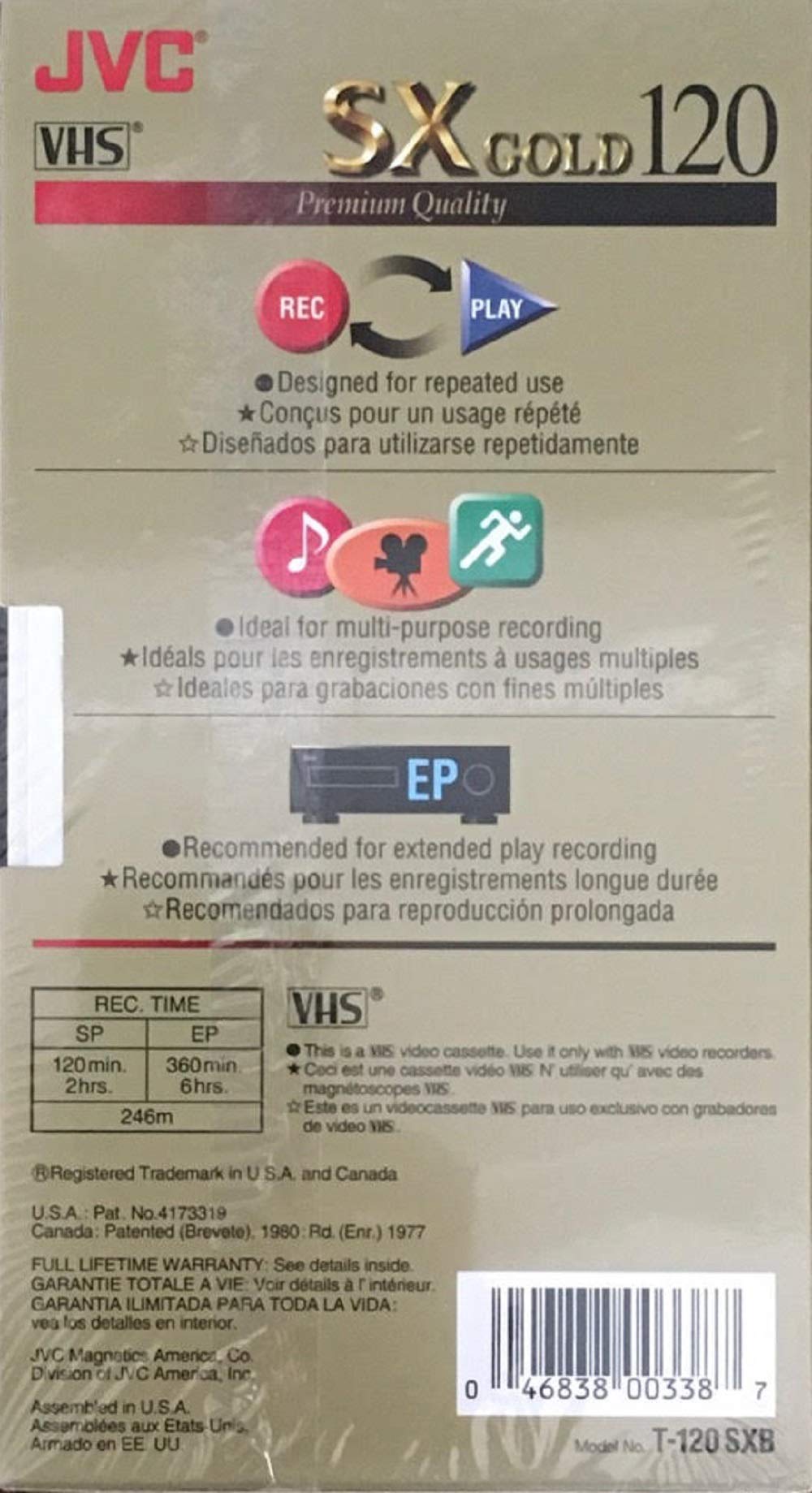 JVC SX Gold T-120 6 Hour VHS Videocassette - Extended Play Recording Tape