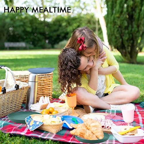 Miniatura 6 de PYRMONT Juego de 8 platos llanos de paja de trigo de 9 pulgadas, platos reutilizables alternativos para plástico, aptos para lavavajillas y