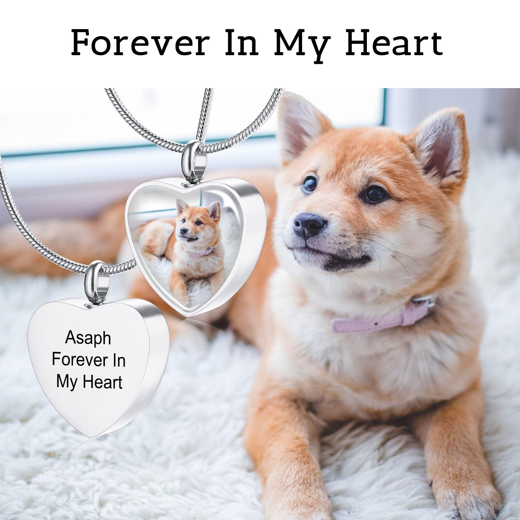MeMeDIY Personalizzato Cuore Orma di Zampa Ceneri Urna Pendente Collana Personalizzato Nome/Foto/Data per Donna Uomo Animale Domestico Amante Memoriale Cane Gatto Ricordo Dell'animale Domestico