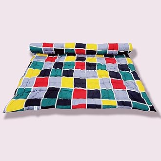 Soft Cotton Mattress Foldable Movable Picnic Light Weight Filled Single Firm Mattress| Gadda (3D Design Printed, 1 Sleeping Capacity, 3 x 6 ft or 72 x 36 Inches) (Multicolor Boxes)