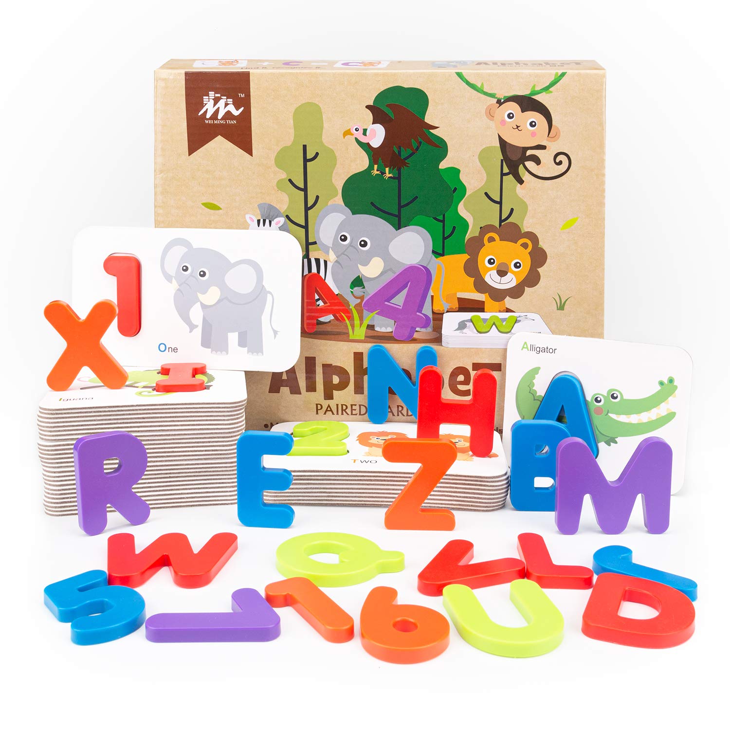 Buy Toddler Animal Alphabet And Number Wooden Jigsaw Puzzle Flash Cards