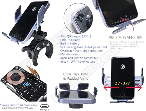 Miniatura 6 de Cell Phone mount holder for Mercedes GLE GLC GLS  EASY release  CLAMP ON design for center console  Wireless, Magnetic, Mag safe, easy release for