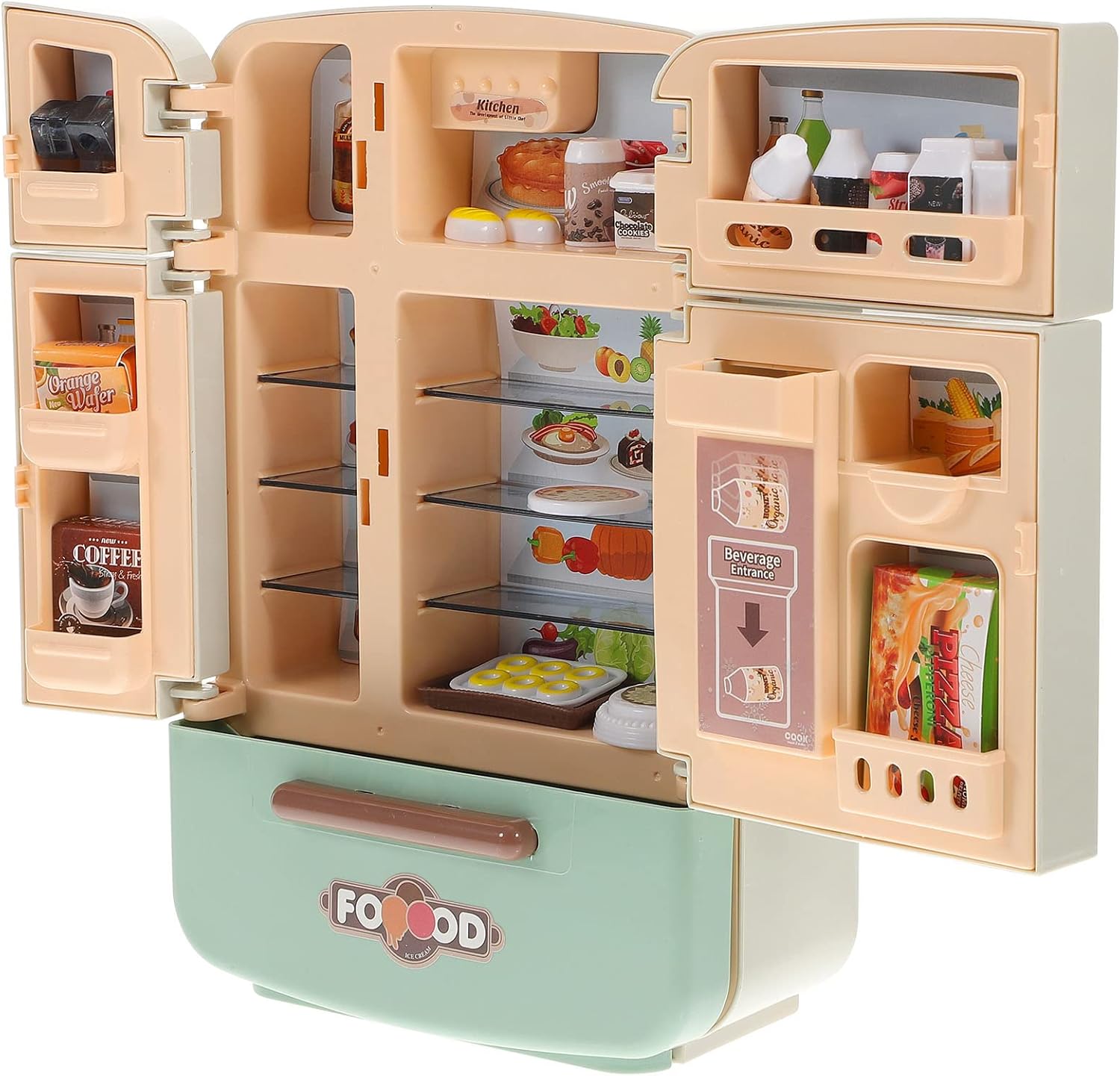 LUOZZY Toy Refrigerator Mini Fridge Toy Set with Drink