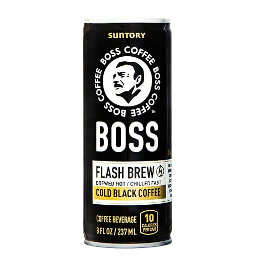 BOSS Coffee by Suntory - Japanese Flash Brew Original Black Coffee, 8oz 12 Pack, Imported from Japan, Espresso Doubleshot, Ready to Drink, Keto Friendly, Vegan, No Sugar, No Gluten, No Dairy