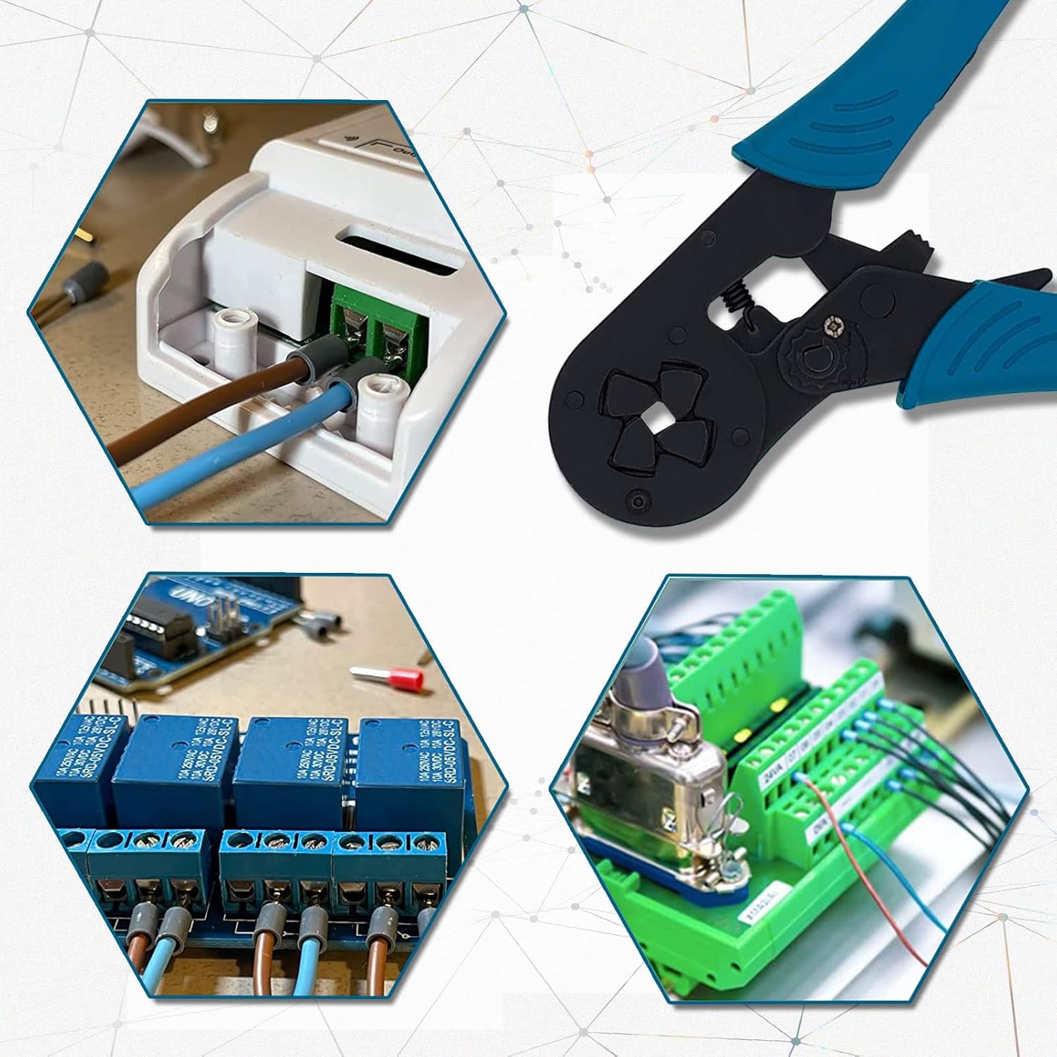 Wovier Crimper Plier HSC8 16-4 Self-adjustable Crimping Tools Used for 6.0-16.0mm2 (AWG10-5) Cable End-sleeves