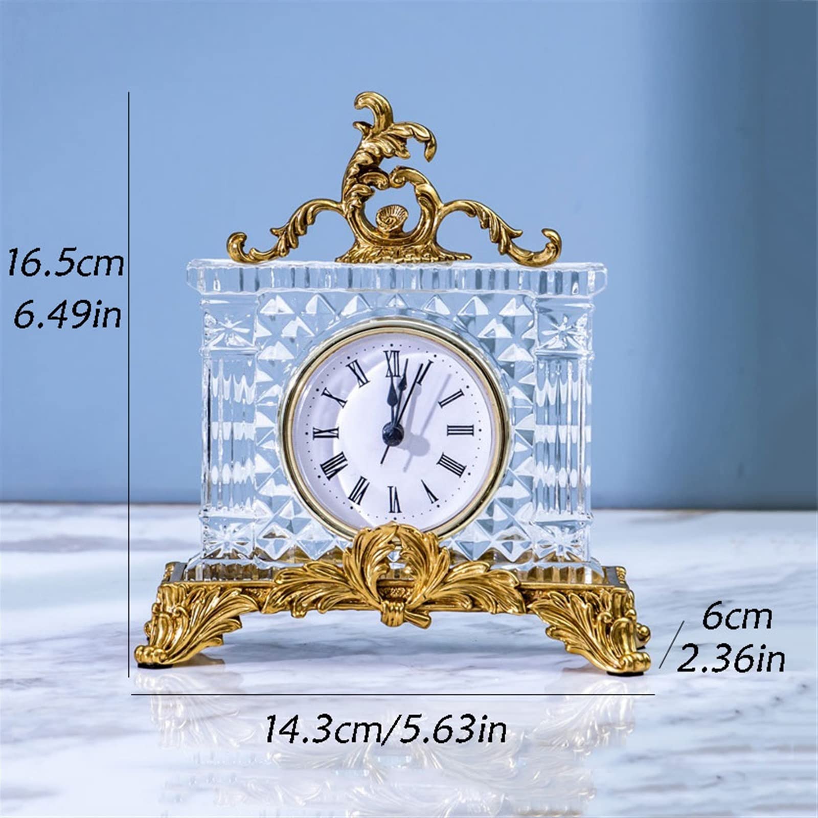 Comptoir Décoration de la Maison Classique Horloge en Verre étude Salon Table Ornements Chevet Horloge de cheminée