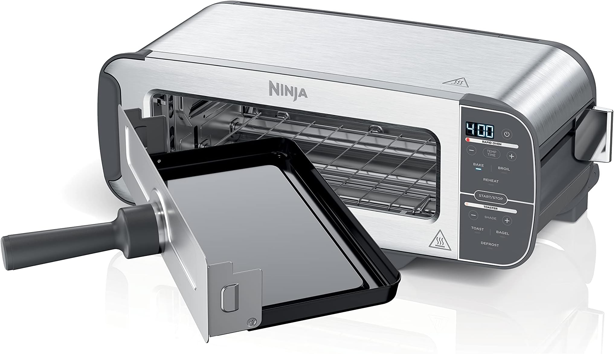 Ninja ST101 Foodi 2-in-1 Toaster, 2-Slice Capacity, Compact Oven, Snack Maker, Reheat, Defrost, 1500 Watts, Stainless Steel