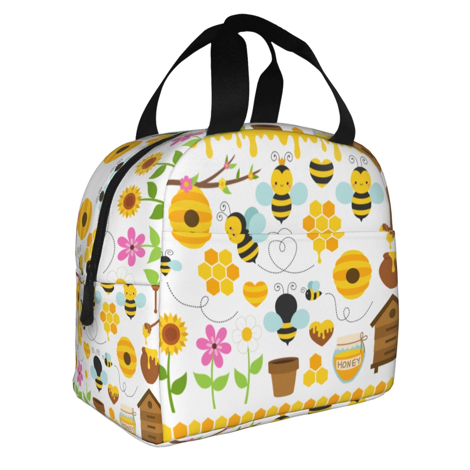 VOOHDDY Isolierte Lunchtasche mit Wabenmuster, für Männer und Frauen, wiederverwendbar, wasserdicht, tragbar, Kühltasche, für Arbeit, Büro, Picknick, Strand, Reisen