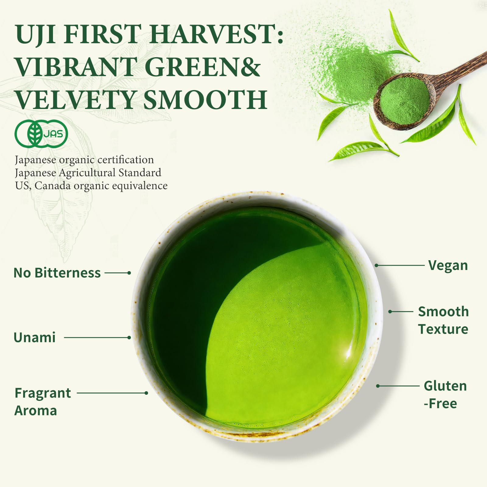 UJITYA Ceremonial Grade Matcha Powder AA 1 06oz Tin Japanese JAS Certified Organic Antioxidant Rich with Caffeine L-Theanine — view 2