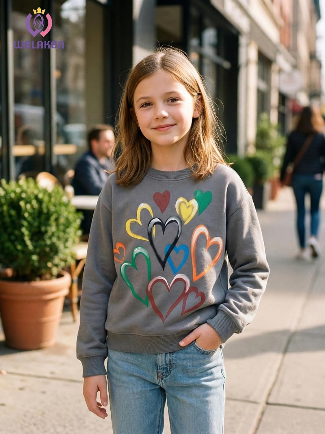 WELAKEN Girls Sweatshirts Long Sleeve Pullover Crewneck Tops Shirts - Image 2