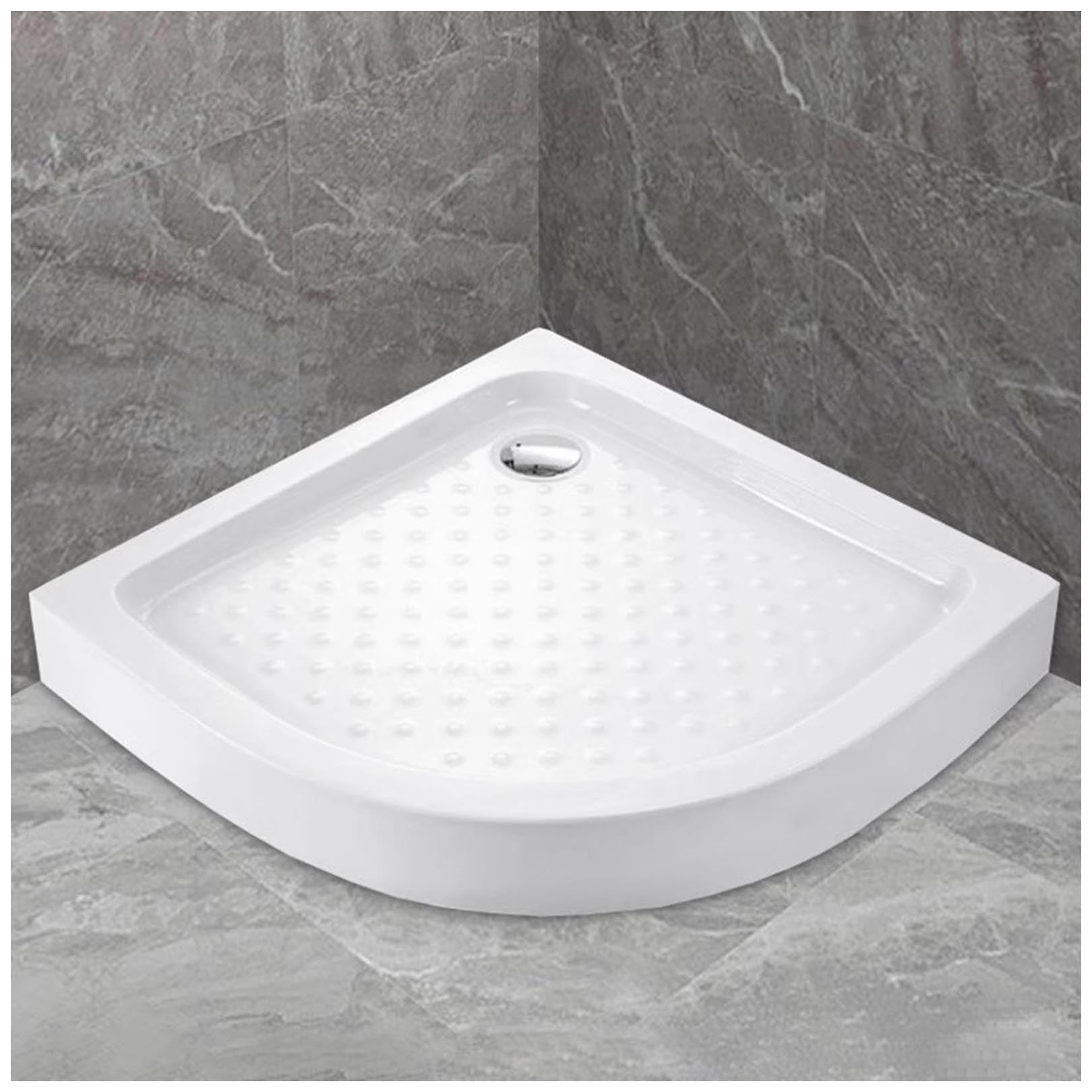 Receveur de douche acrylique avec drain et surface antidérapante texturée pour salle de bain