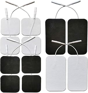 TENS Unit Replacement Pads - Compatible with AUVON and TENS 7000 Unit - Durable Self-Adhesive Electrodes Pads Combo 12 Pcs 2"X 2" and 2"X 4", Latex-Free for Lower Back and Multiple Pain Relief