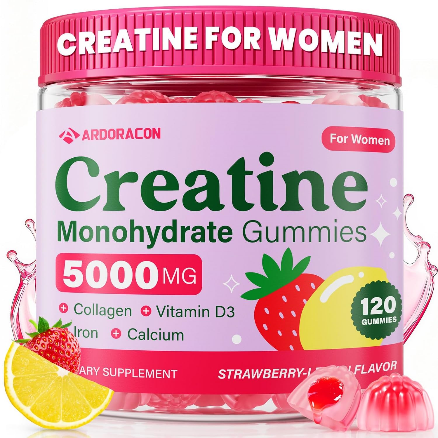 Creatine for Women | Collagen, Vitamin D3, Iron & Calcium, 120 Ct