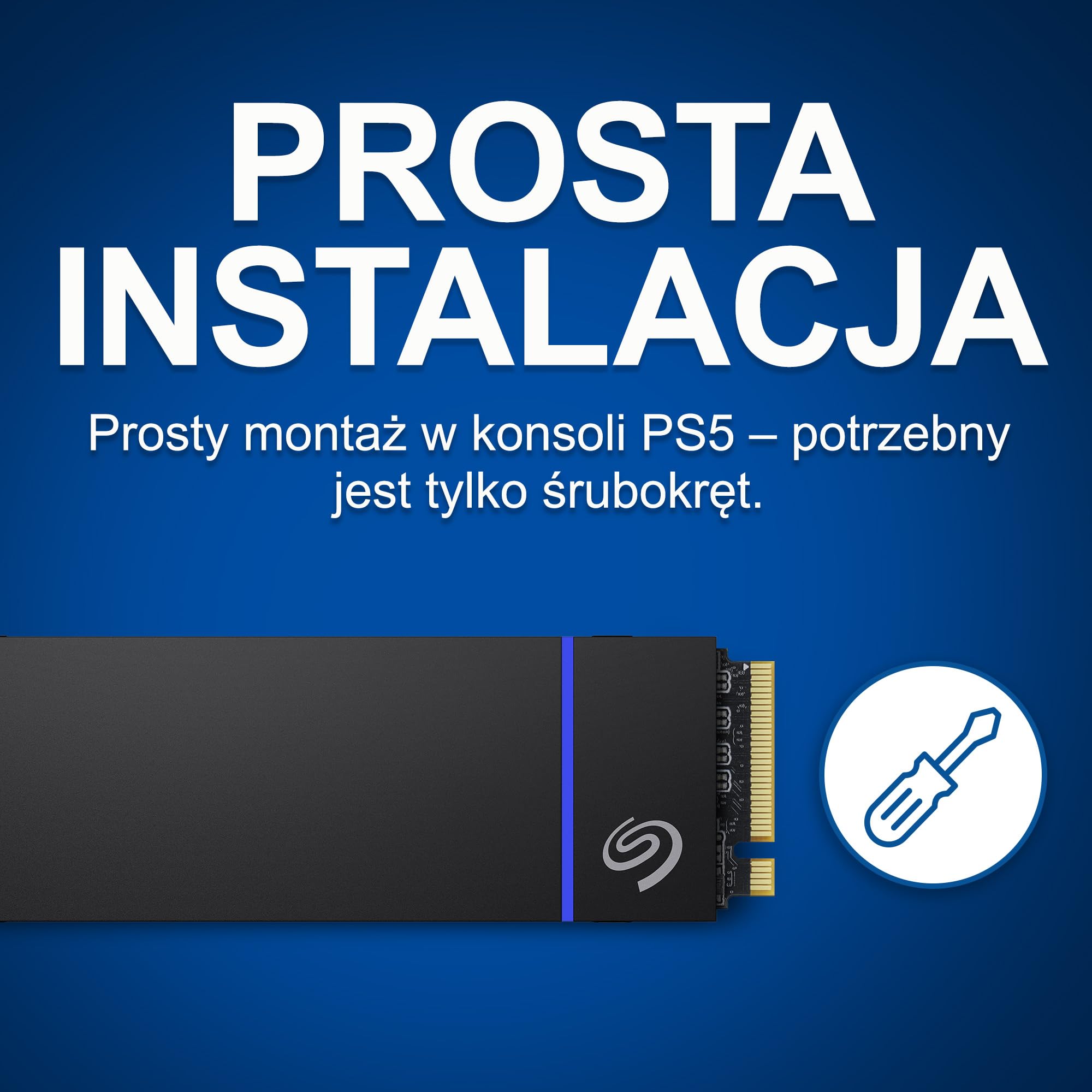 Seagate Game Drive PS5 NVMe SSD 1TB, Wewnętrzny dysk SSD , PCIe Gen4 NVMe 1.4, 7400 MB/s, Heatsink (ZP1000GP3A2001)