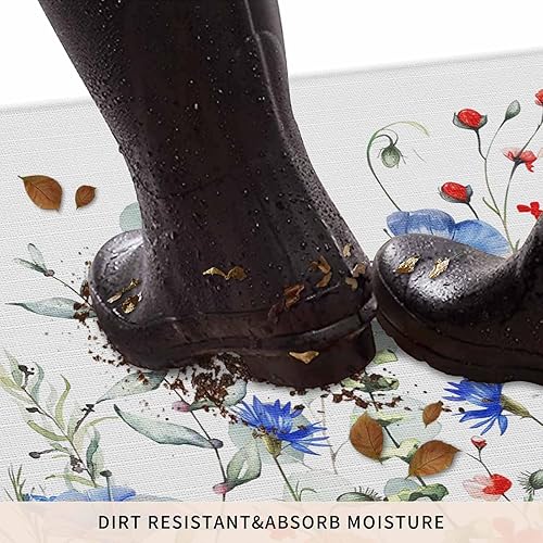 Vista 636 de Tapete de Feliz Navidad, tapete antideslizante para puerta delantera, baño, cocina, dormitorio, patio, entrada, 16 x 24 pulgadas, rojo, negro y verde