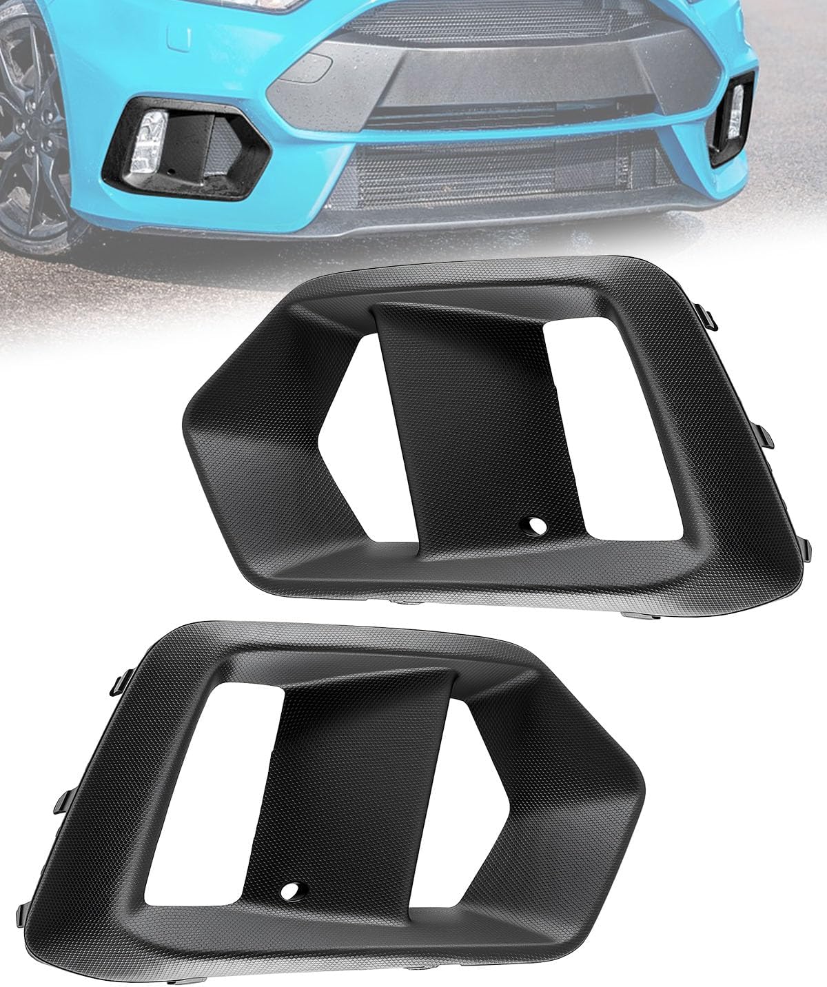 Fog Light Housing Cover Kit Compatible with Ford Focus RS 2016-2018, Driver and Passenger Side OEM Style Trim Set Replacement for G1EZ15266A G1EZ15266B G1EZ17B814A G1EZ17B814B