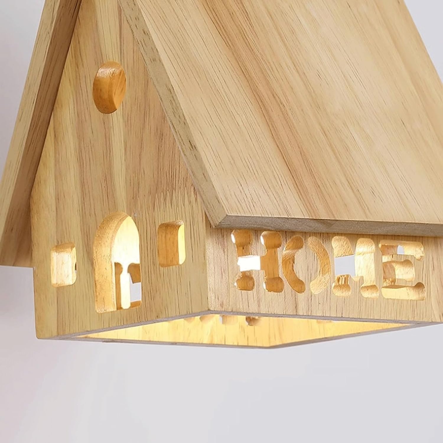 Nordic Japanese Style Wooden Wall Sconce Creative House Shaped Shade with Cutouts Single Wall Lamp for Bedroom Kids Room Restaurant Apartments Living Room Art Decor Cozy Ambient Lighting