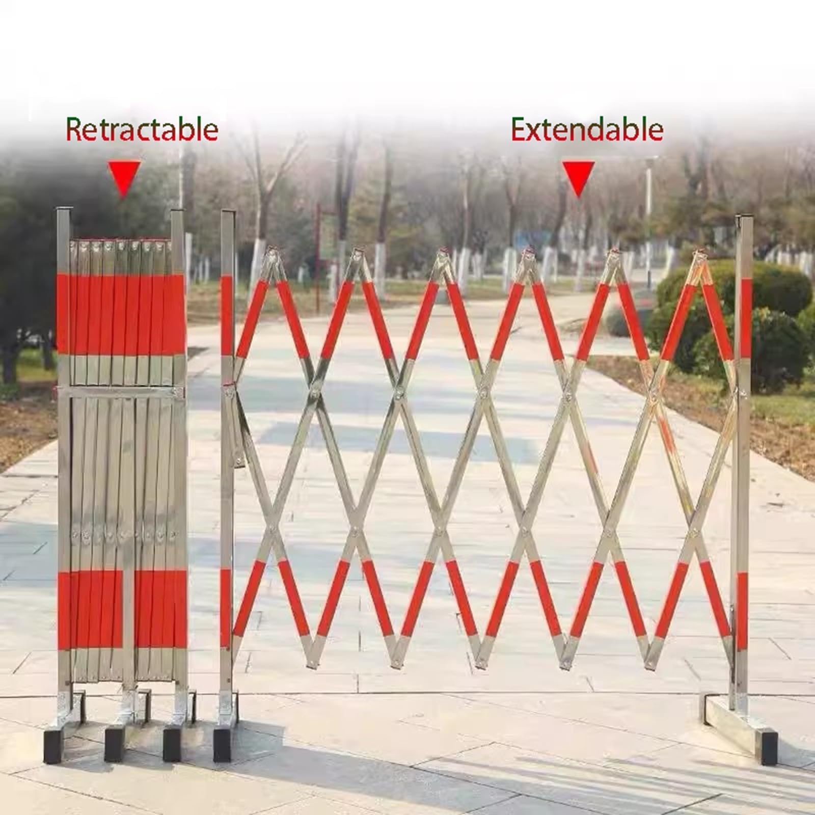 Einziehbare Verkehrsbarriere aus Edelstahl mit Rollen, Verstellbarer, ausziehbarer Zaun für Garagen und Schulen, Flexible Absperrgitter zur Besucherlenkung (B-1,2 x 3 m)