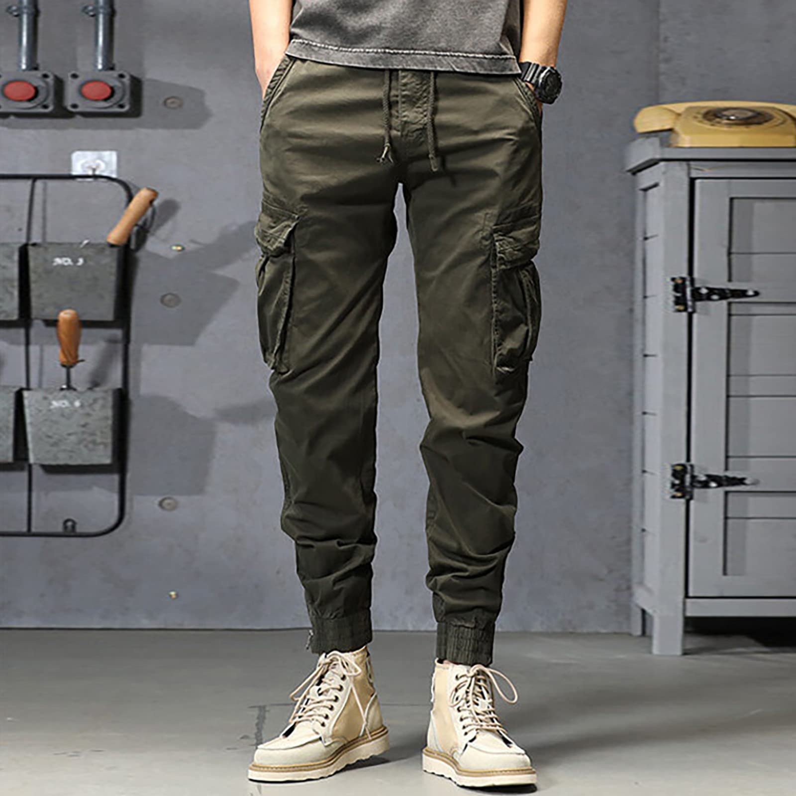 Marca Di Pantaloni Da Uomo Pantaloni Di Lino Da Uomo Vita Elastica Con Tasche Con Cerniera Gamba Dritta Lavoro Casual Per Attività All'aperto Abbigliamento Quotidiano Tela Neri Per Gli Uomini