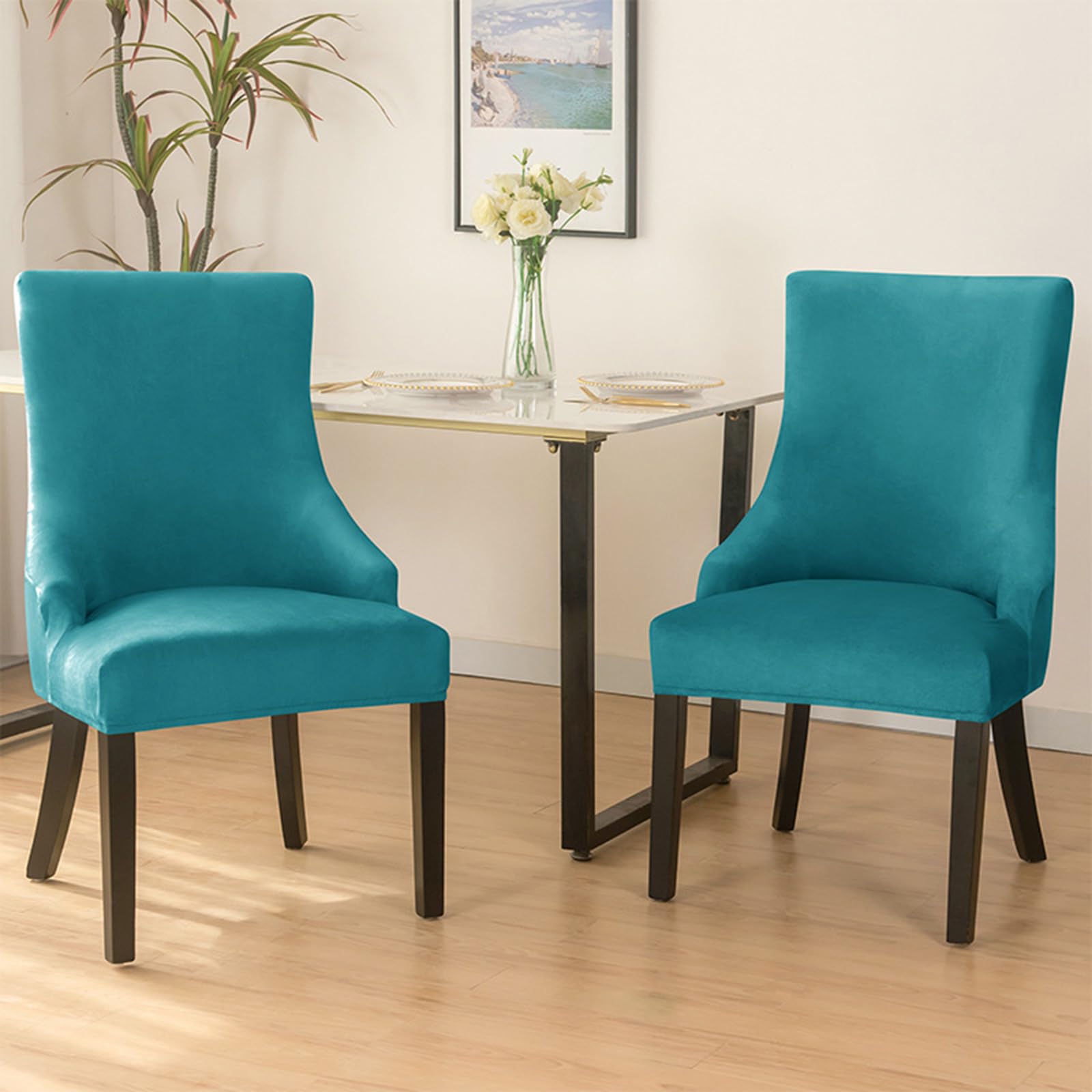 Fundas para sillas de Comedor, Fundas de Cocina de Terciopelo con Respaldo Curvo, Cubiertas arqueadas para taburetes de encimera, Lavables,Norte,4 Piezas