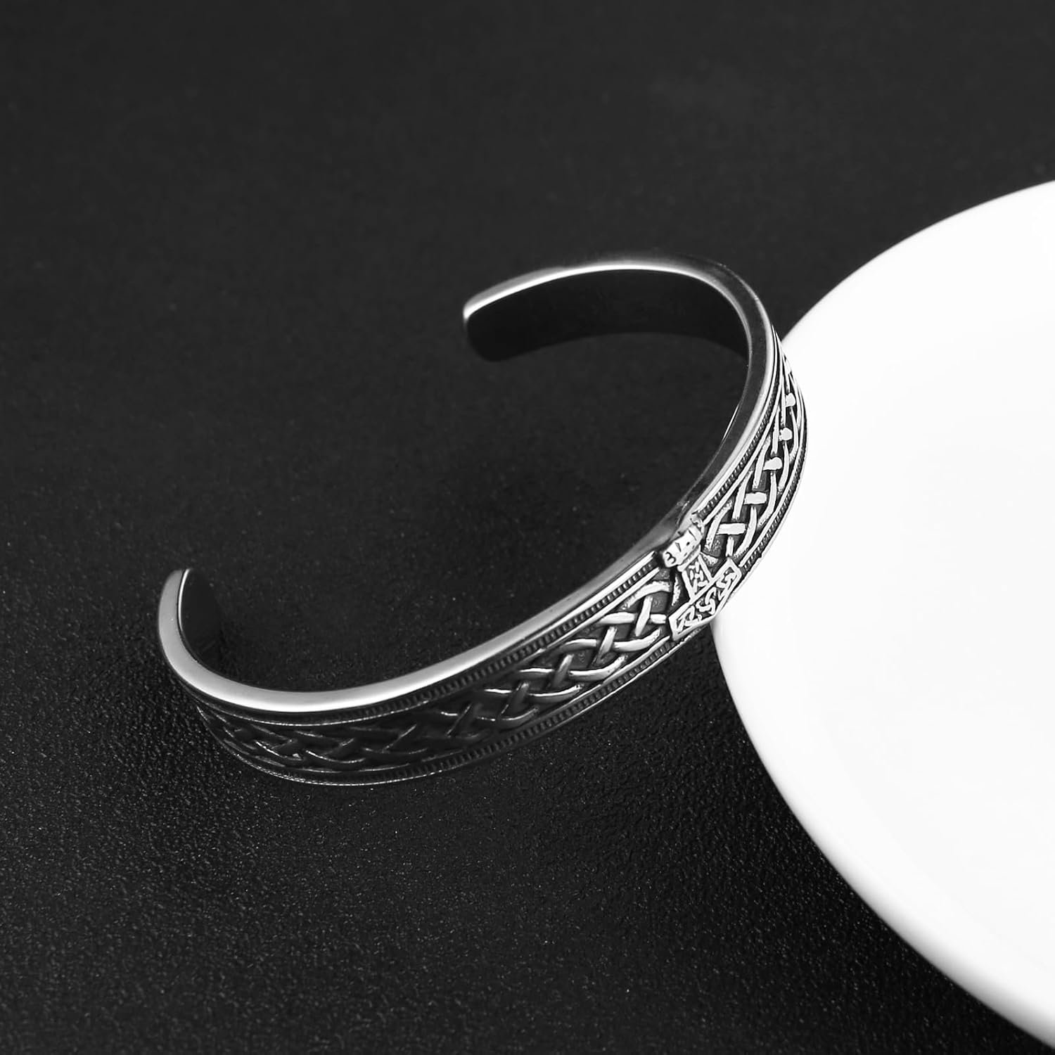 HZMAN Nordic Viking Celtic Knot Bracelet for Men Retro Stainless Steel Cuff Bracelet Infinity Knot Bangle Jewelry Gifts (Thor Hammer) - Image 4