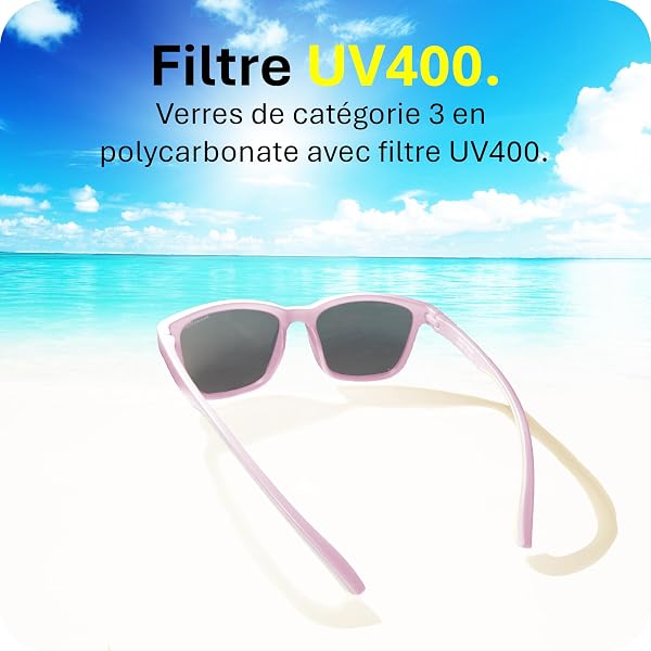 Mausito Lunettes de soleil enfant (3-6 & 6-10 ans) UV400 & verres catégorie 3 | Branches flexibles en TPEE & polycarbonate | Design européen - 3