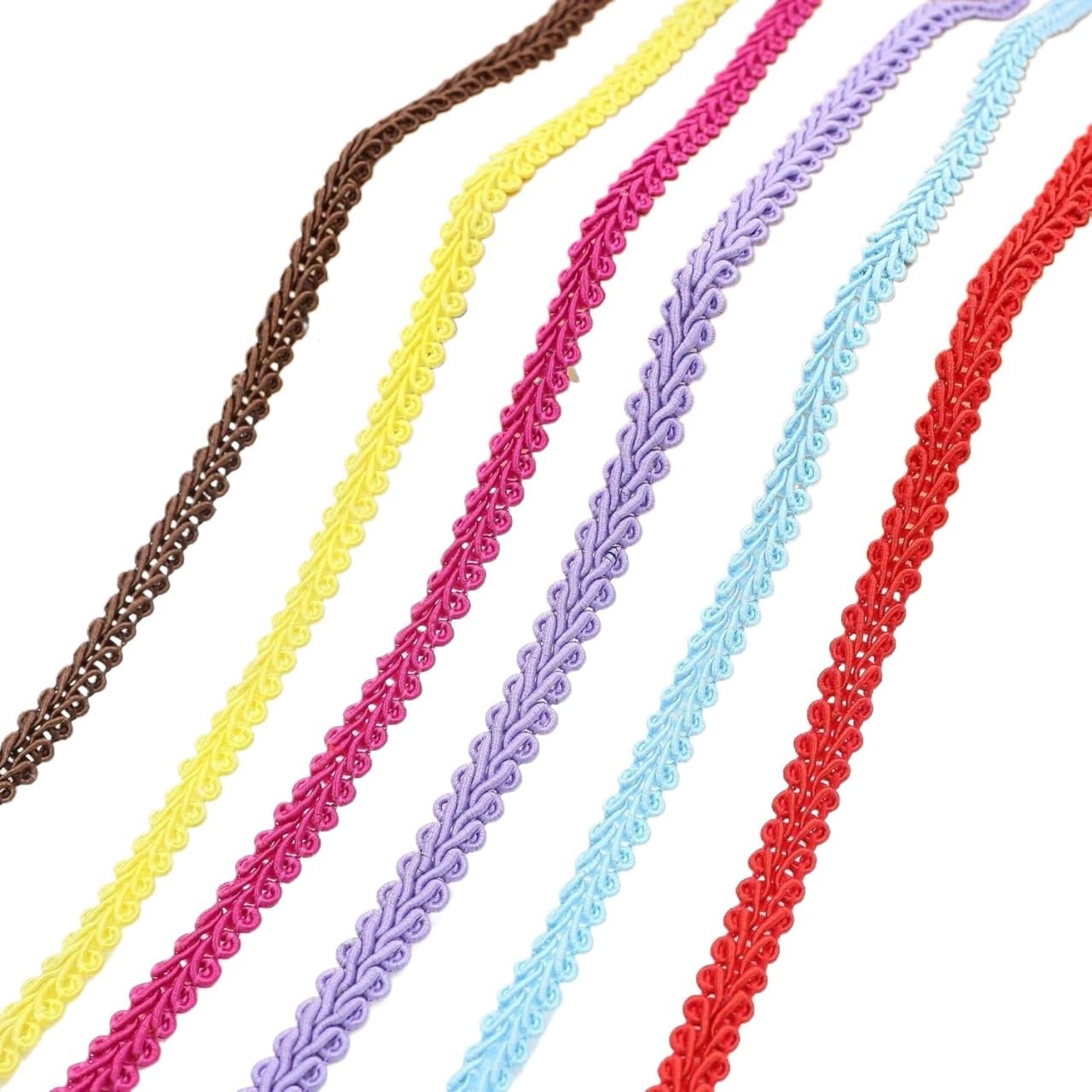 Koronkowa taśma ozdobna, Fabric Lace Trim Ribbon Braided Twist Cord Border 0.8cm x 50m Multicolor(Orange)