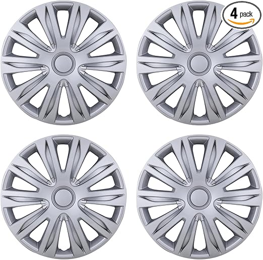 15'' Hubcaps Set of 4 Wheel Rim Cover Universal R15 Hub Caps Replacement ABS Material Exterior Accessories for Car Pickup Truck SUV (15-Inch, Lacquer)