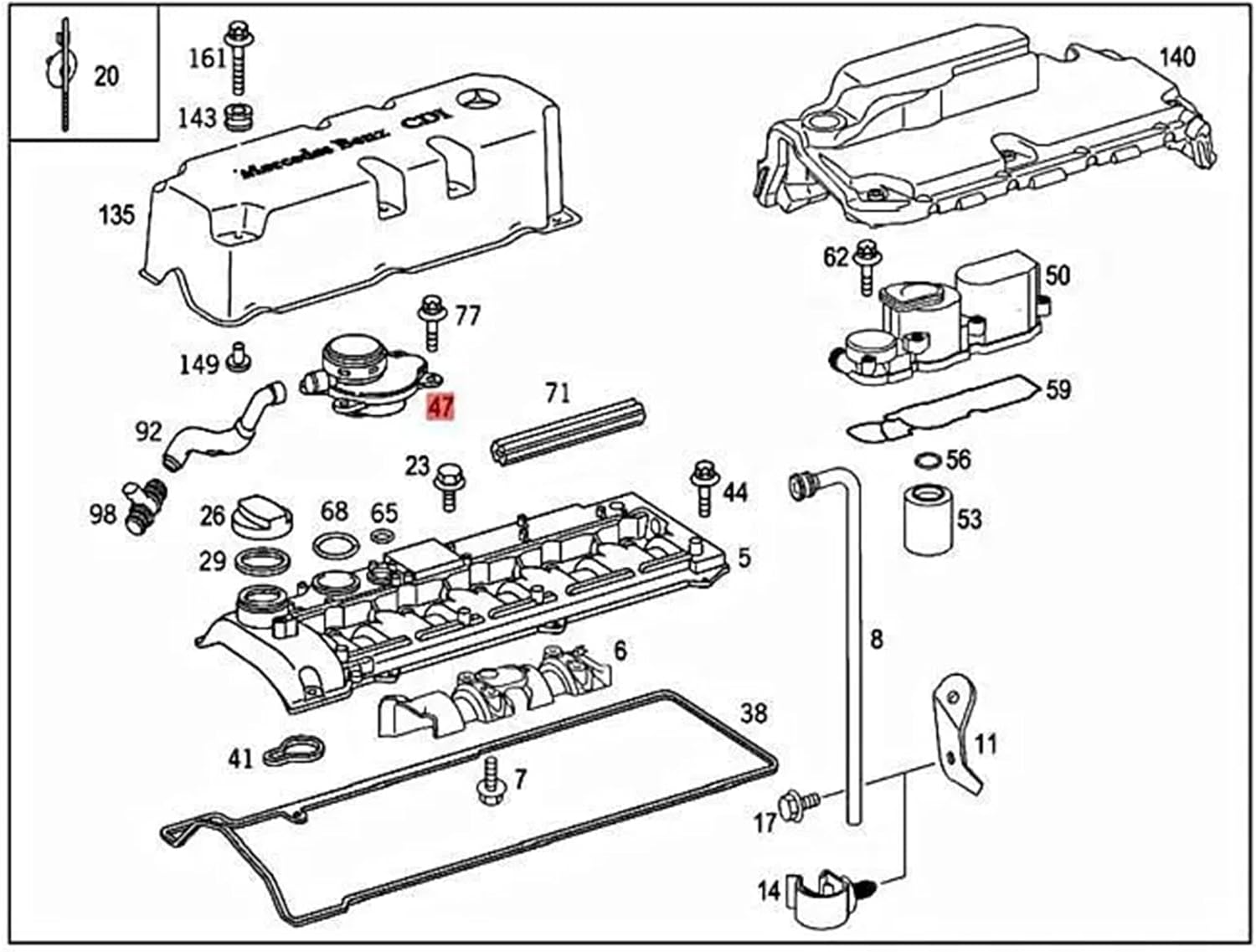 Engine Oil Separators Ventilation For Sprinter Sprinter 2500 Replace 6110160134 Crankcase Vent