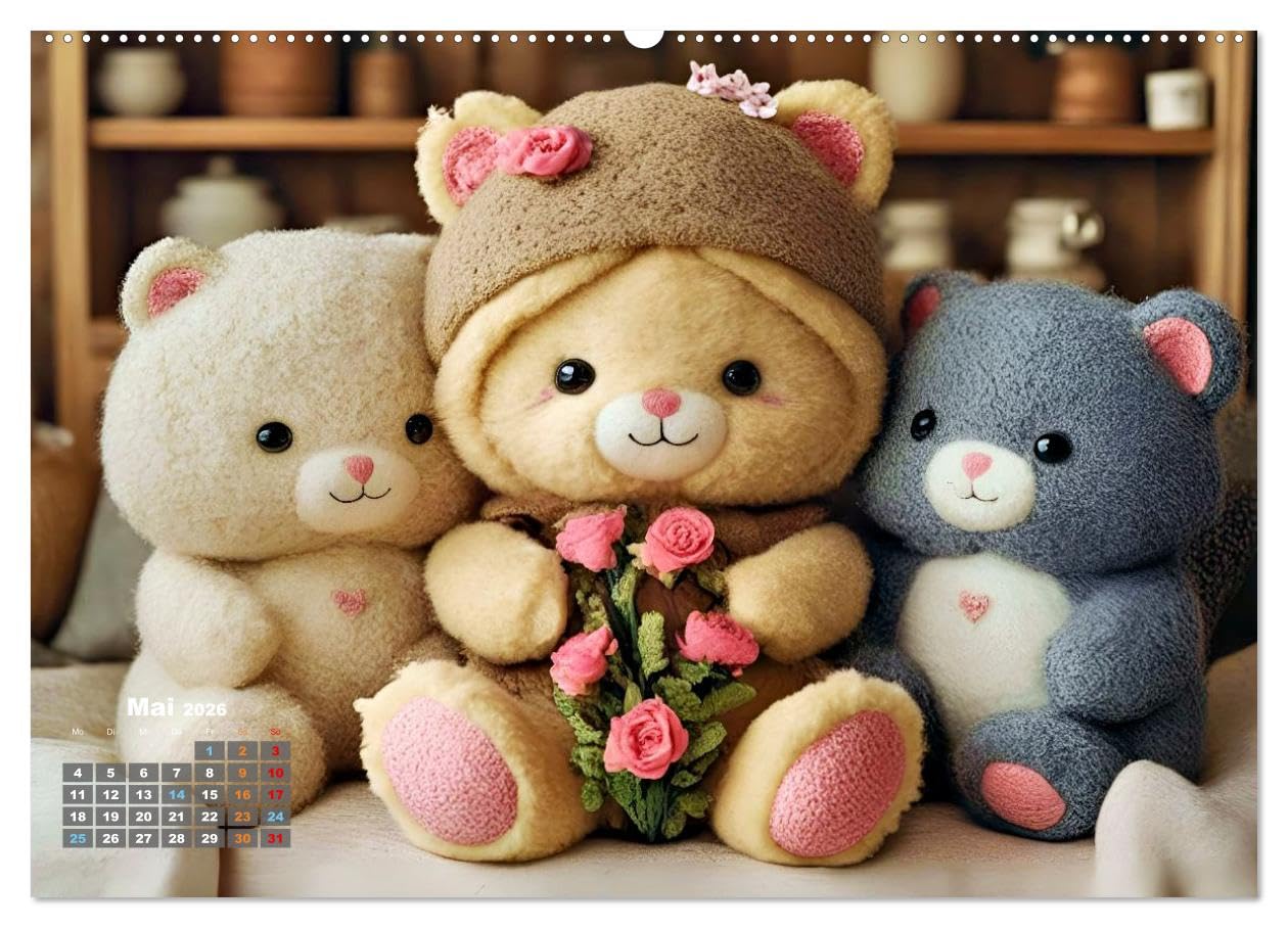 Kuscheliges & Knuddeliges (hochwertiger Premium Wandkalender 2026 DIN A2 quer), Kunstdruck in Hochglanz: Kuschel dich glücklich - mit Liebe gemacht. (CALVENDO Gesundheit)