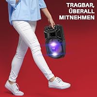 Pyle Bluetooth hangszóró - 300W, újratölthető, mélynyomóval, parti világítással 6