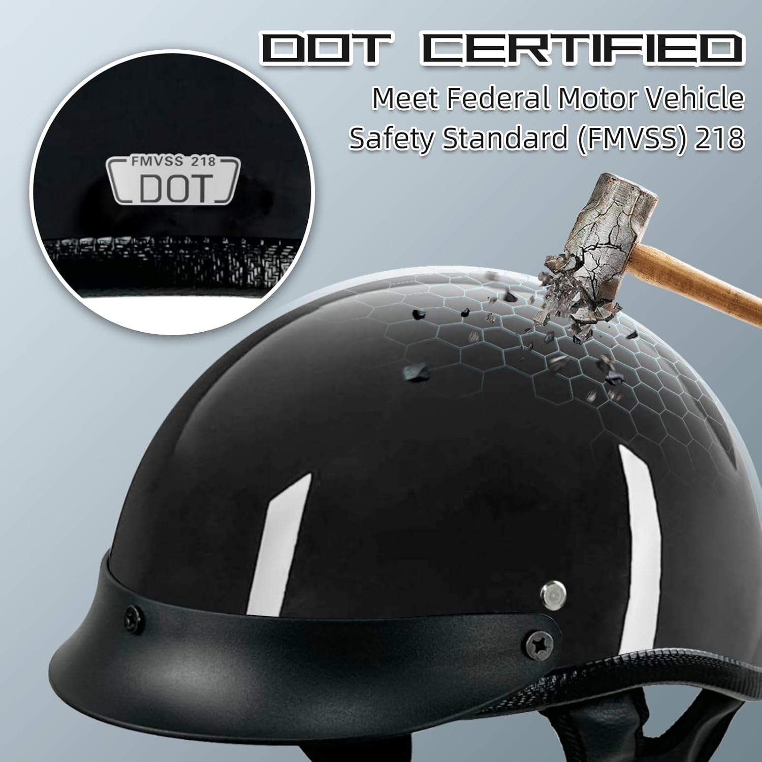 Adult Motorcycle Open Face Motorcycle Helmet with Sun Visor Quick Release Buckle for Cruiser Scooter Chopper Cycling Motocross Helmet DOT Approved