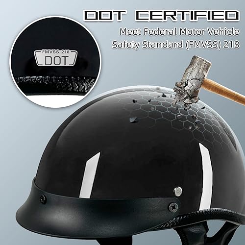 Miniatura 5 de Adult Motorcycle Open Face Motorcycle Helmet with Sun Visor Quick Release Buckle for Cruiser Scooter Chopper Cycling Motocross Helmet DOT Approved