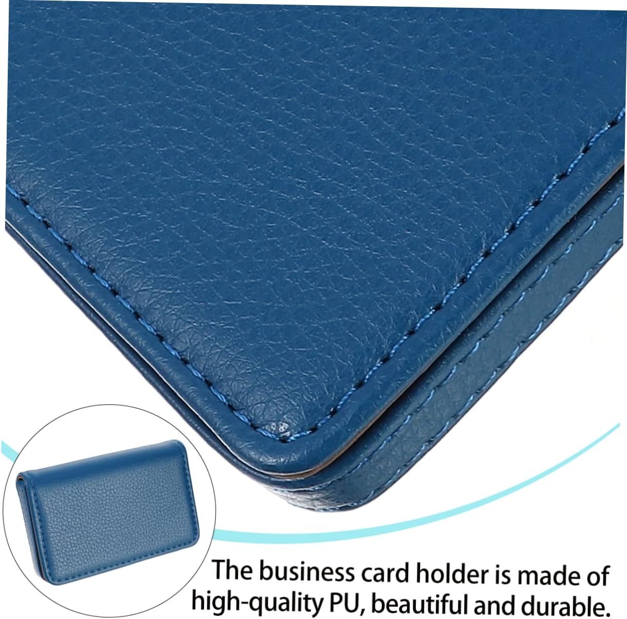 Blue PU Magnetic Business Card Holder with Stainless Iron Case image 3