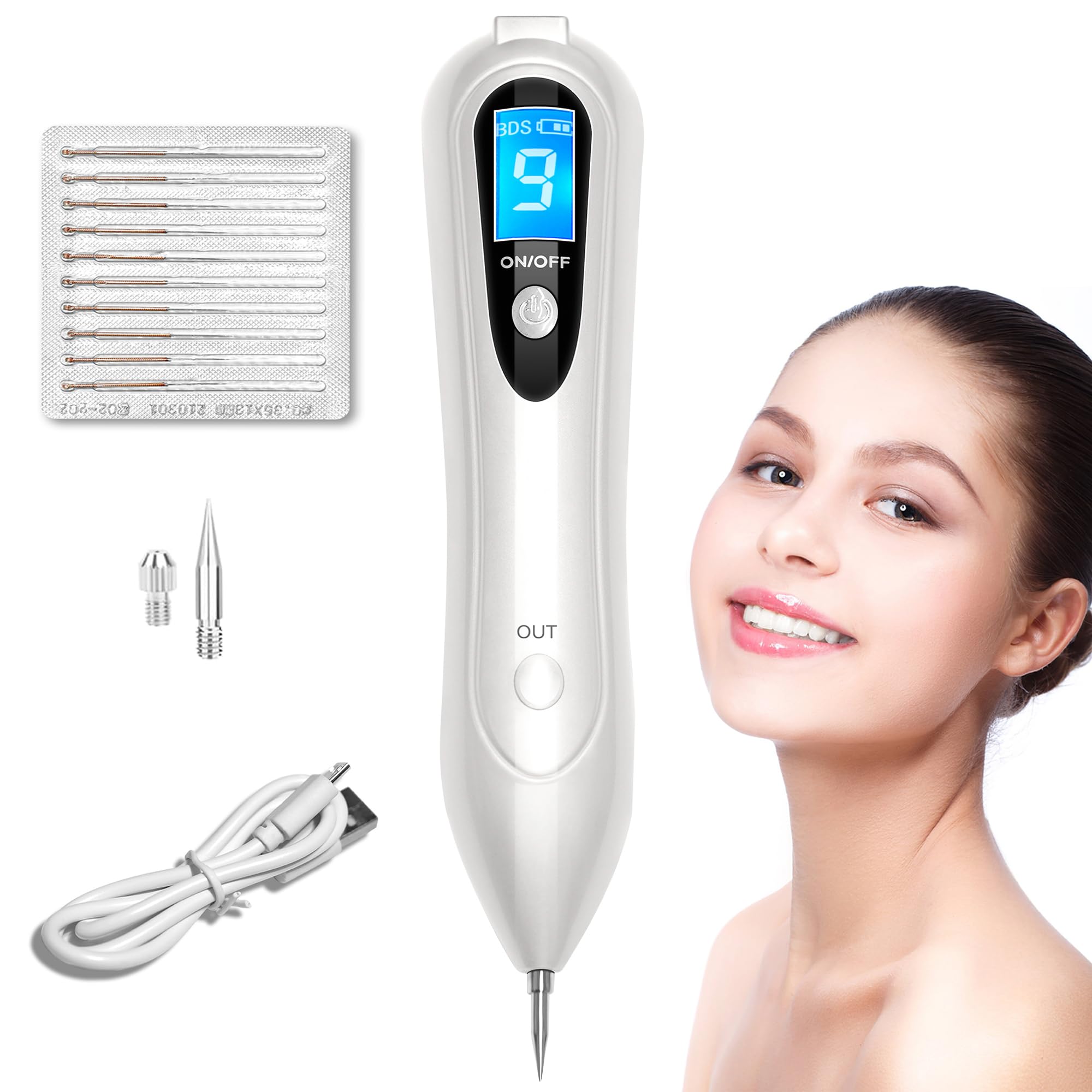 Dissolvant Traitement Verrues Plasma Électrique Removal Pen 9 Niveaux pour Taches de Rousseur, Taches Foncées, Tatouages, Verrues, Pigments de Cicatrice sur Les Bras, Le Front et Le Visage