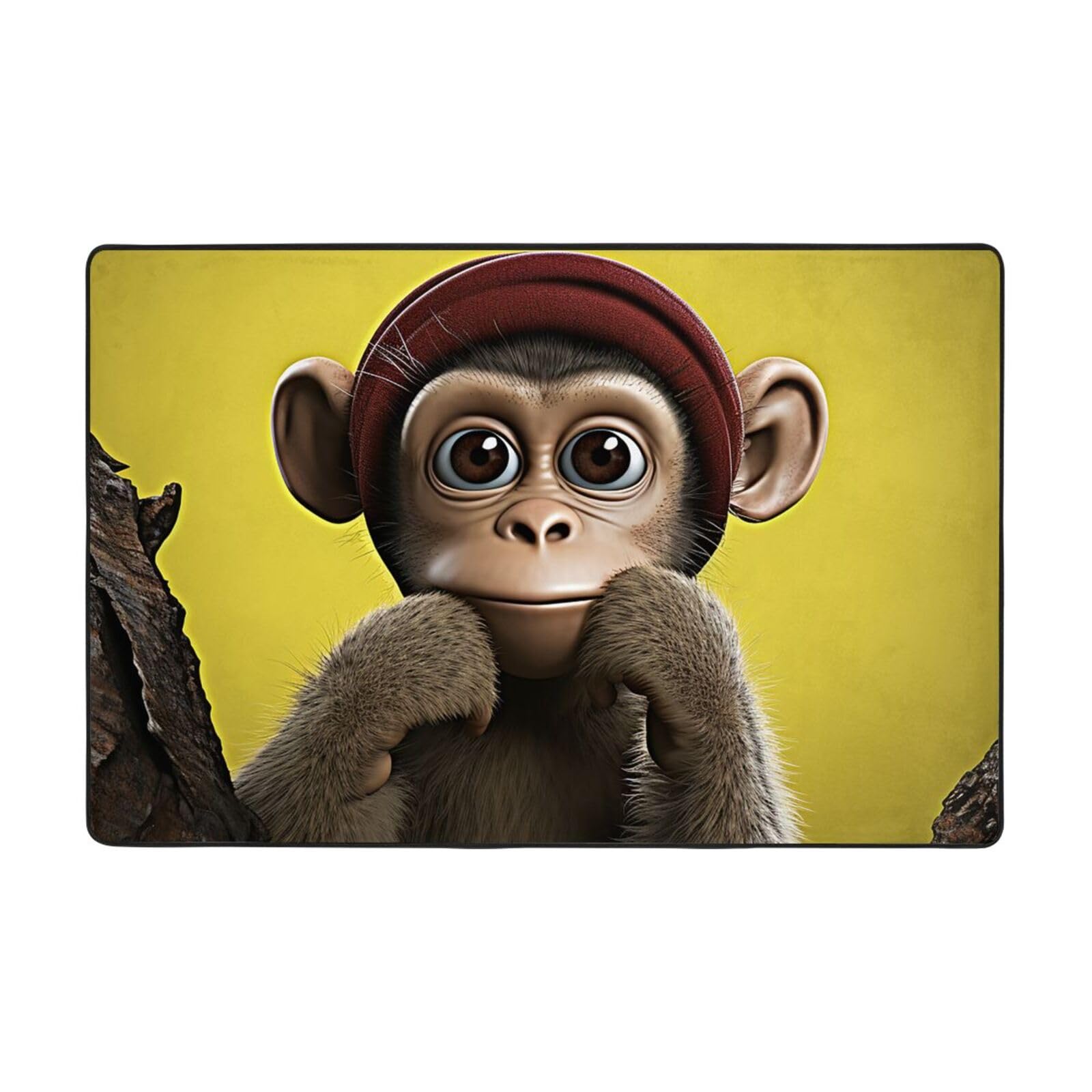 Tapis moderne en peluche Curious Monkey 183x122 cm lavable