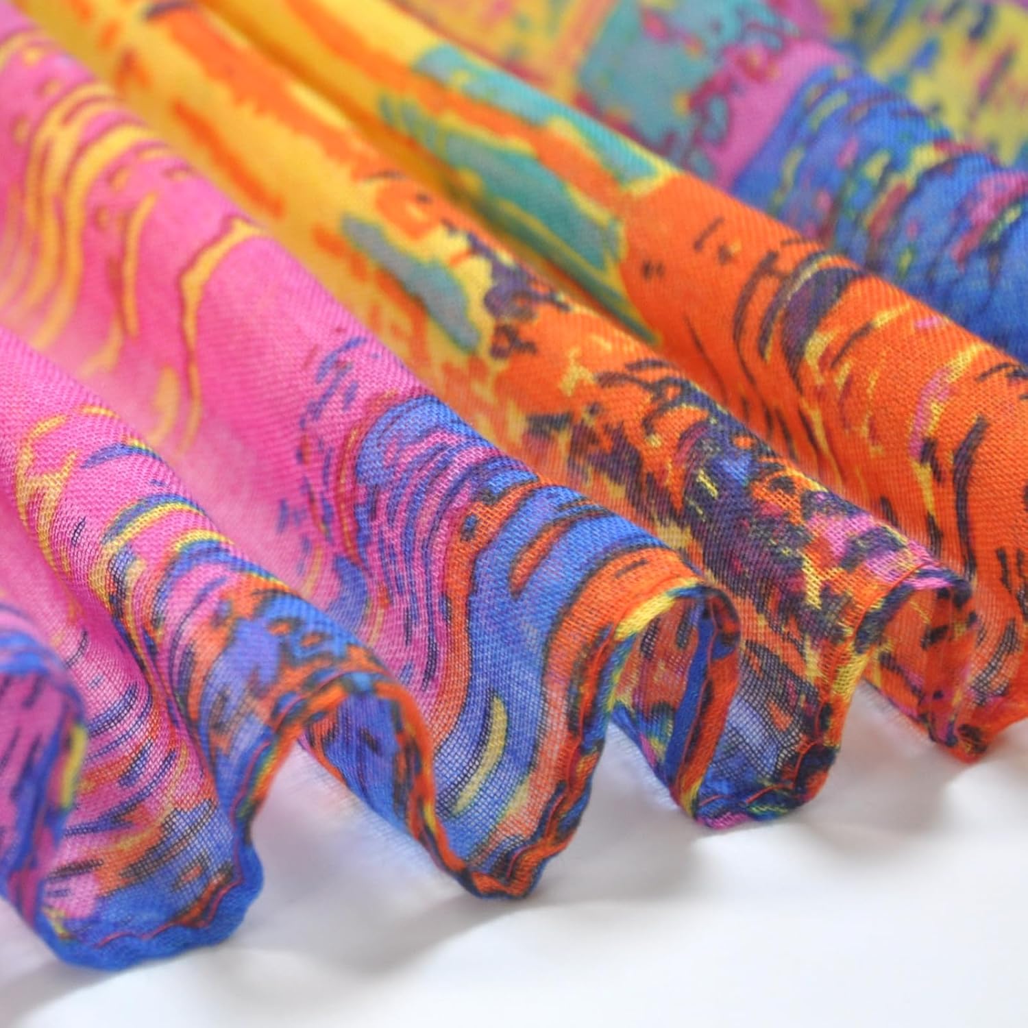 Infinity Scarf for Women Lightweight Colorful Print Silk Scarves and Wraps for Spring Shawl Neck Scarfs - Image 5