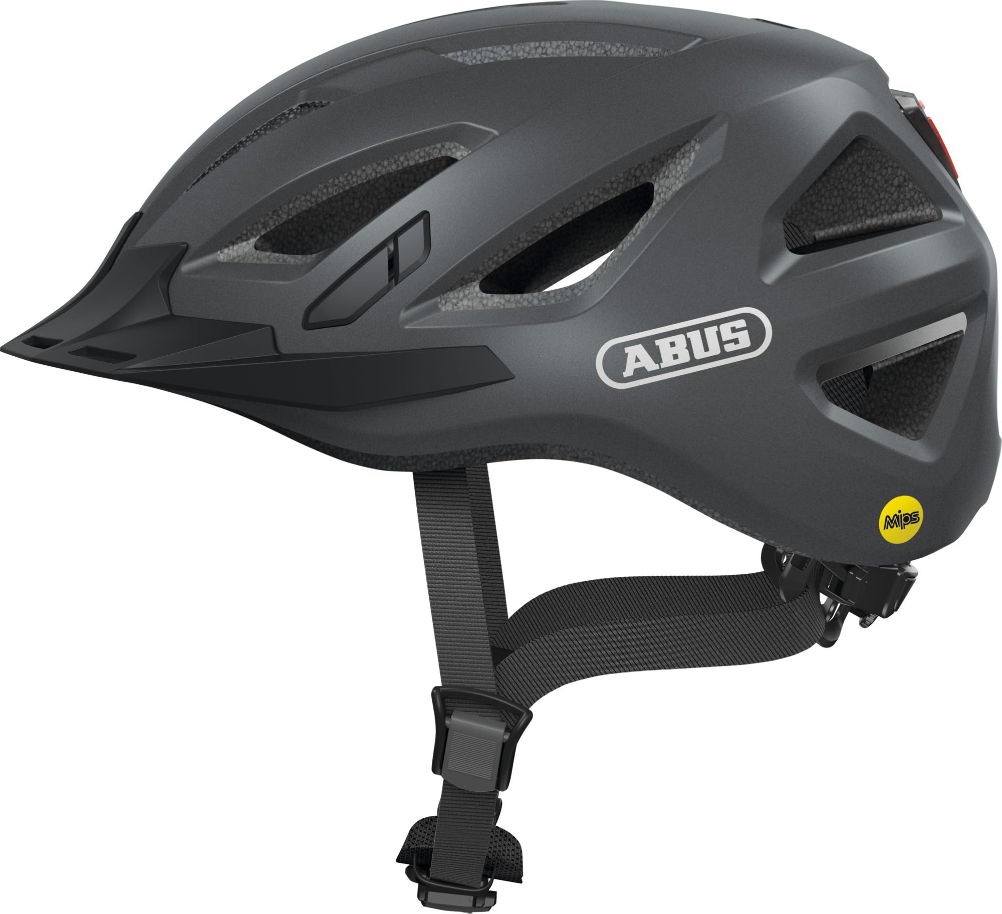 ABUS Kask Miejski Urban-I 3.0 MIPS, Szary Mat, M | Bezpieczny kask z MIPS, zapięciem Fidlock, światłem LED 180° i systemem Zoom Ace Urban