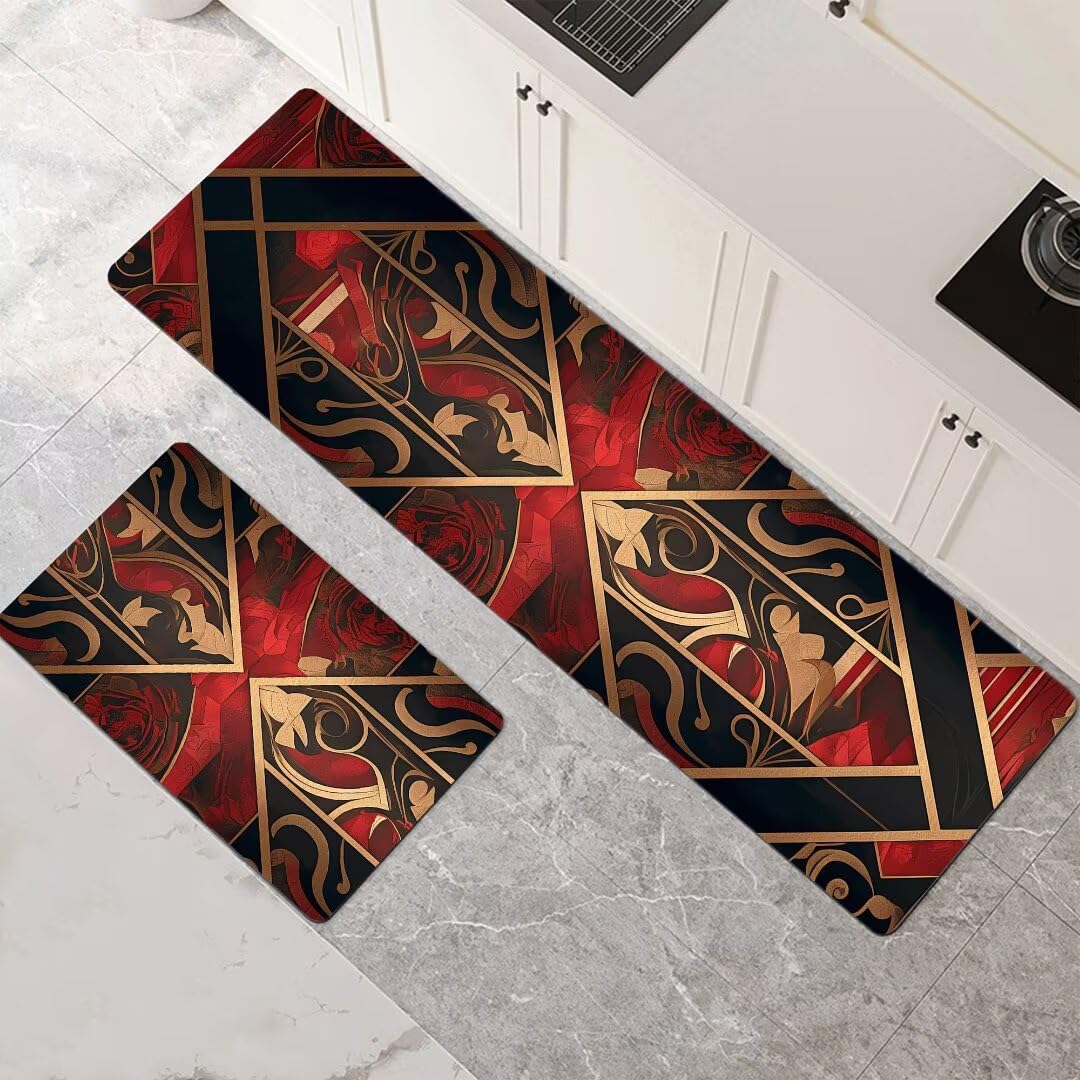 Alfombras de cocina lavables en pack de 2 piezas, medidas 50x80 y 50x150cm, color oscuro