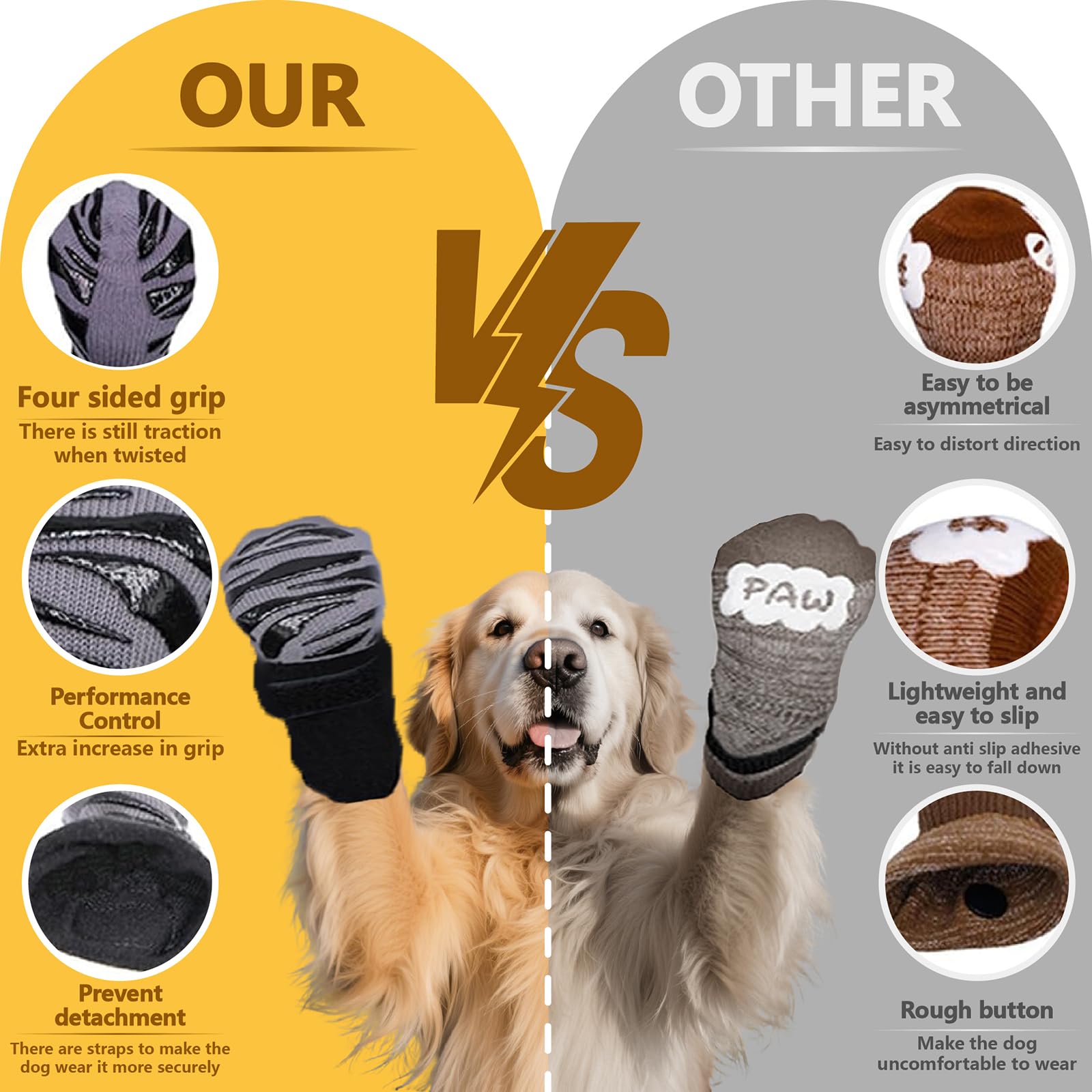 Protezione Zampe Antiscivolo Scarpe Antiscivolo Per Cani Taglia Media/Grande | 4 Pezzi Con Protezione Zampe Antiscivolo Scarpe Antiscivolo Per Cani Taglia Media/Grande | 4 Pezzi Con
