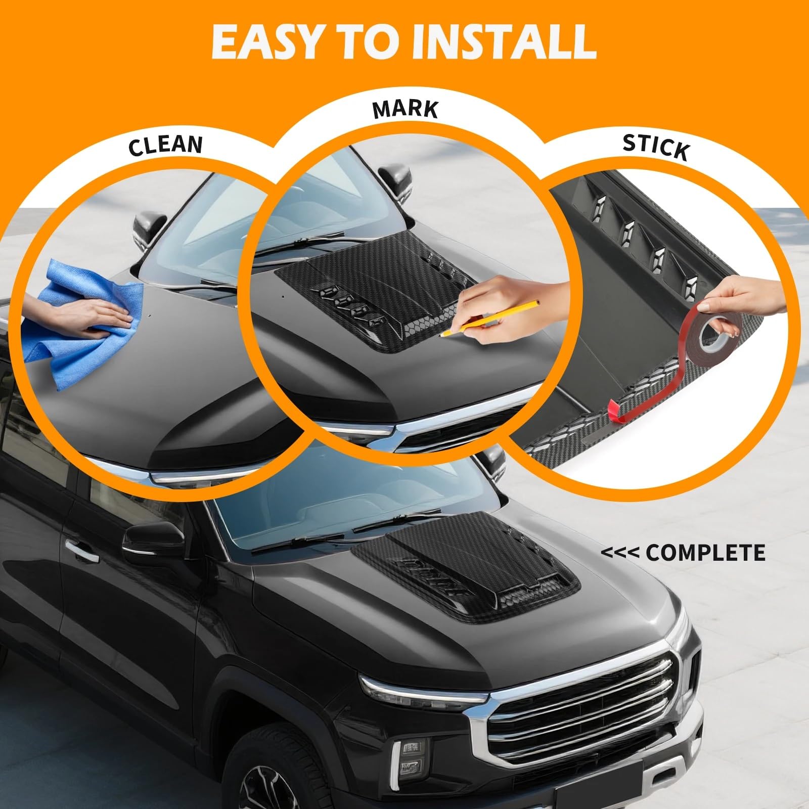 Prese d'Aria Cofano auto Compatibile Con Chevy Per Camaro Bonnet Scoop Vent Decorativo Car Exterior Tuning Parte Di Ricambio(Black 1)
