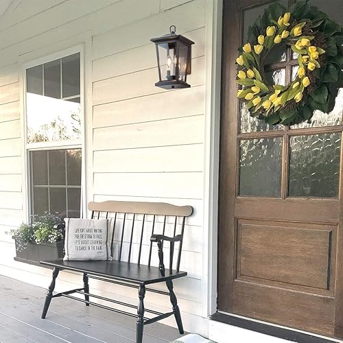 Miniatura 4 de Aplique de pared grande para exteriores, linterna de 2 luces, lámpara de montaje en pared exterior con vidrio transparente, patioporche exterior,