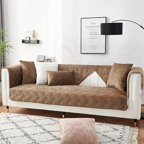 Miniatura 2 de vctops Funda de sofá de terciopelo antideslizante, acolchada, súper suave, funda para sofá, funda geométrica cálida en forma de L para perros, niños