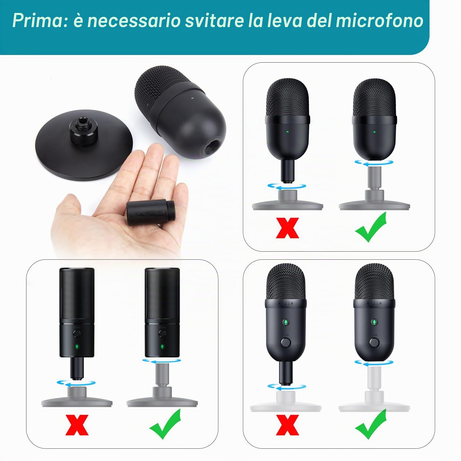 Razer Seiren V2 X Supporto per Microfono - Compatibile con Seiren V2 Pro, X, Mini, V3 Mini USB Mic per Streamer by YOUSHARES