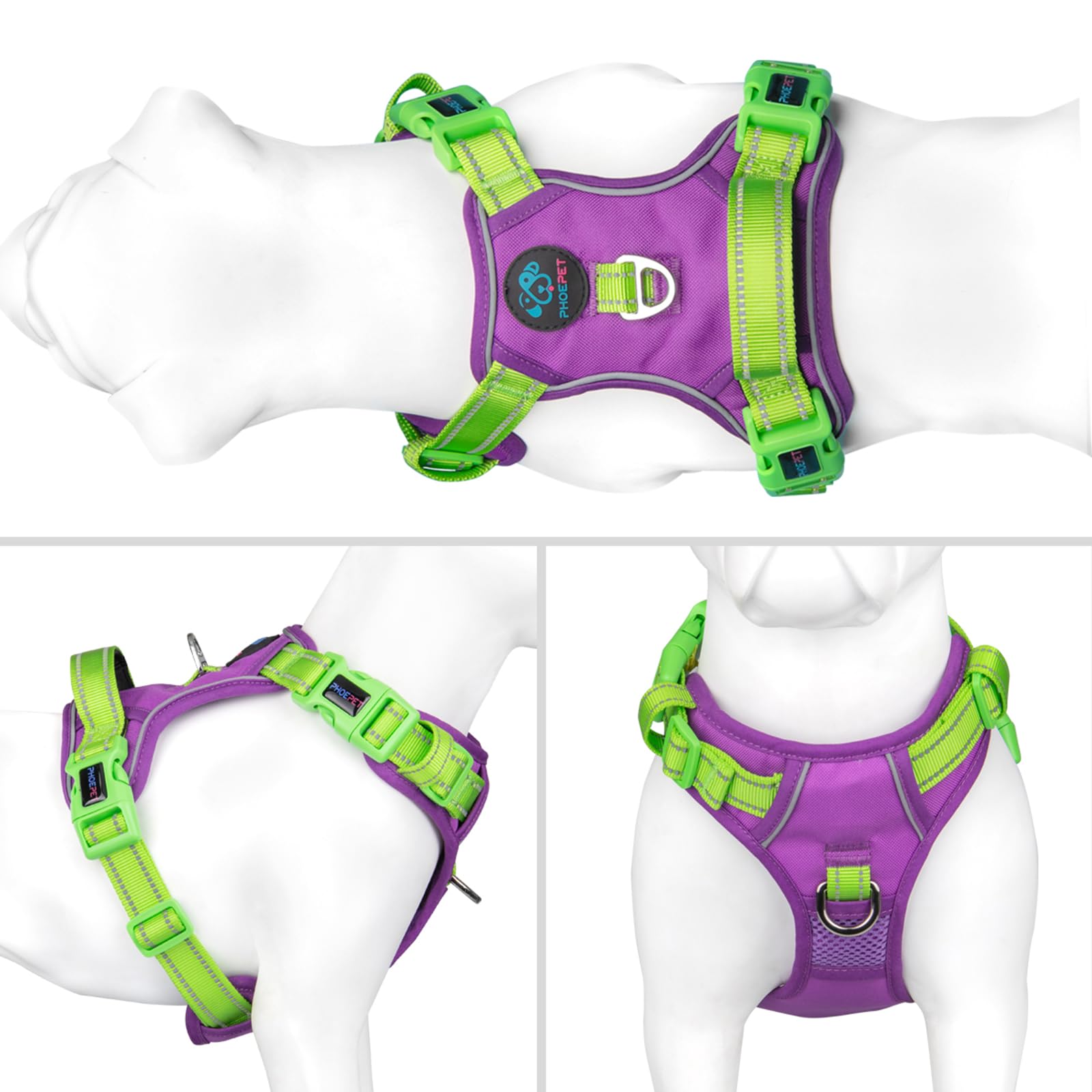 PHOEPET No Pull Dog Harness, Unique Colors Reflective Adjustable Dog Vest - Image 2