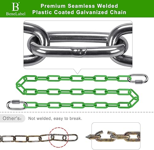 Miniatura 3 de 2 cadenas de columpio de 100 pulgadas con mosquetones, capacidad de 1000 libras, cadenas colgantes recubiertas resistentes, cadenas colgantes para